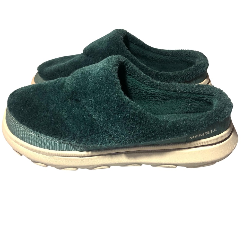 Merrell Hut Moc 2 Cozy Slides Womens 8 Hunter Green Fleece Slip On Mules Shoes - Picture 4 of 16